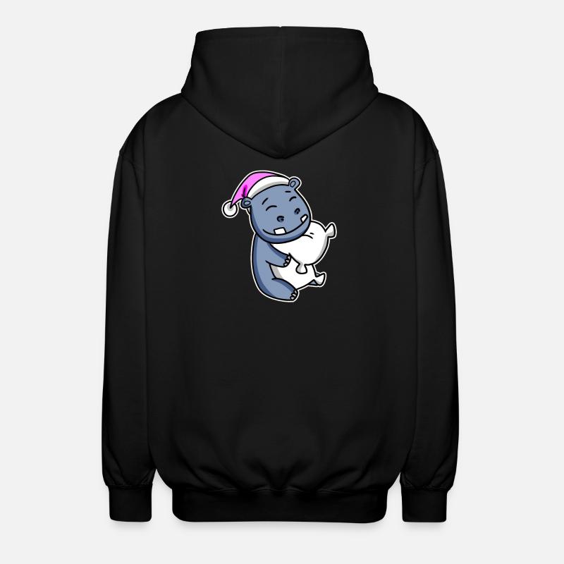 Nilpferd Müde Ausschlafen Schlafen Mädchen - Unisex Kapuzenjacke - Schwarz