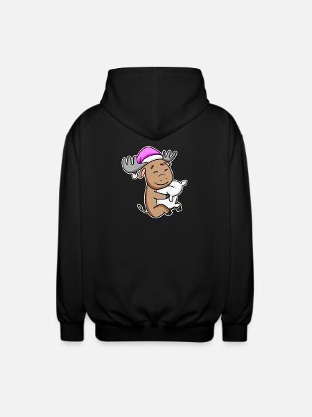 Moose Tired Sleeping Sleeping Girl - Unisex Hooded Jacket - black