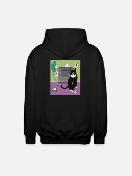Cat Queen of Hearts. - Unisex Hooded Jacket - black