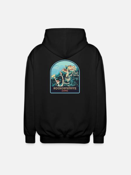 Illustration Hochosterwitz Castle, Austria - Unisex Hooded Jacket - black