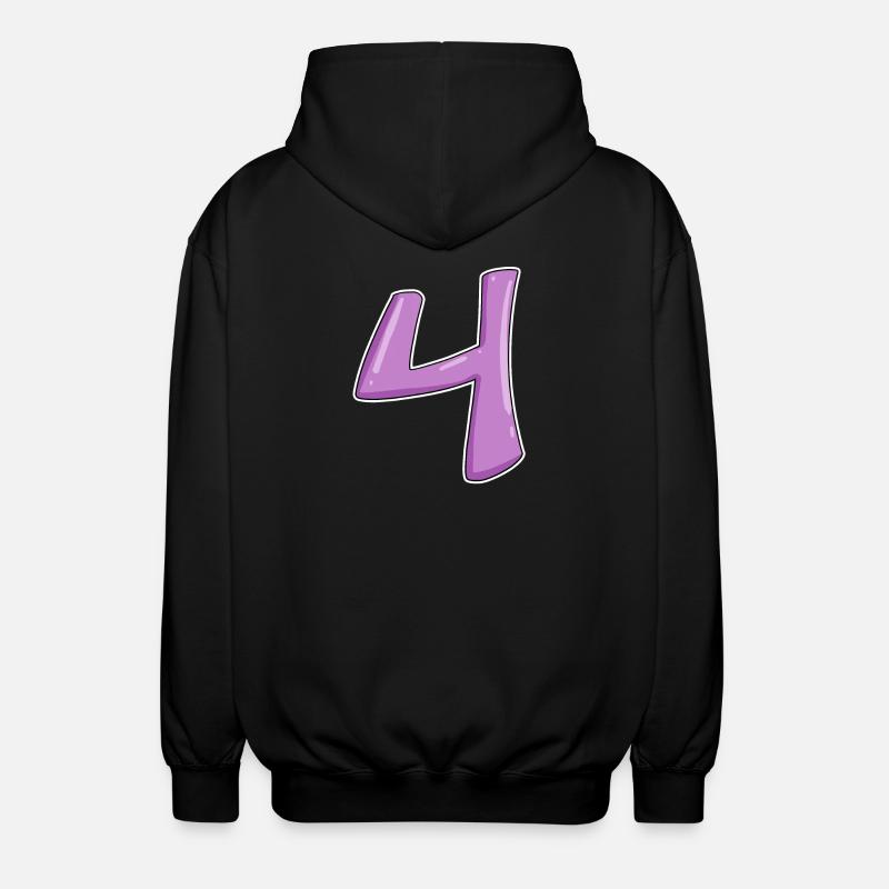 4 - Vier Zahl Nummer - Unisex Kapuzenjacke - Schwarz