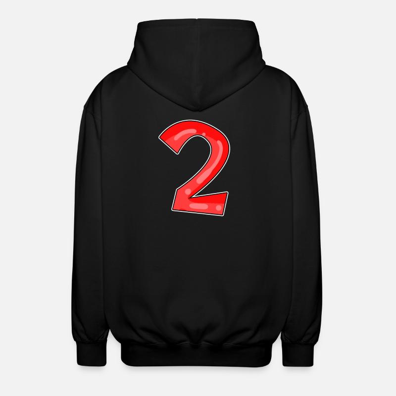 Zwei - 2 - Nummer Zahl - Unisex Kapuzenjacke - Schwarz