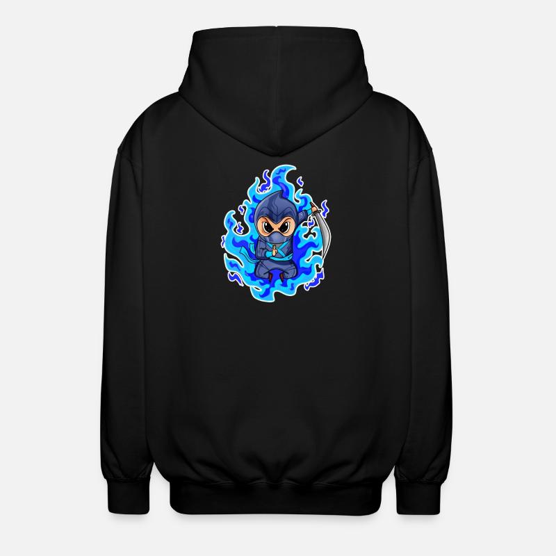 Motif Ninja Bleu Feu - Veste à capuche unisexe - noir