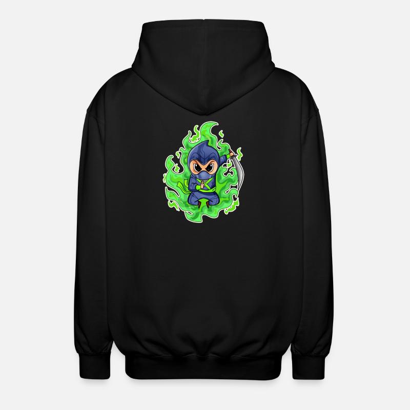 Motif Ninja Vert Feu - Veste à capuche unisexe - noir