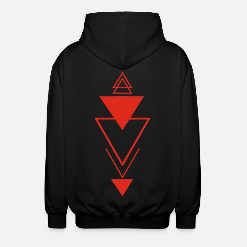 Triangular symbol (red) - Unisex Hooded Jacket - black