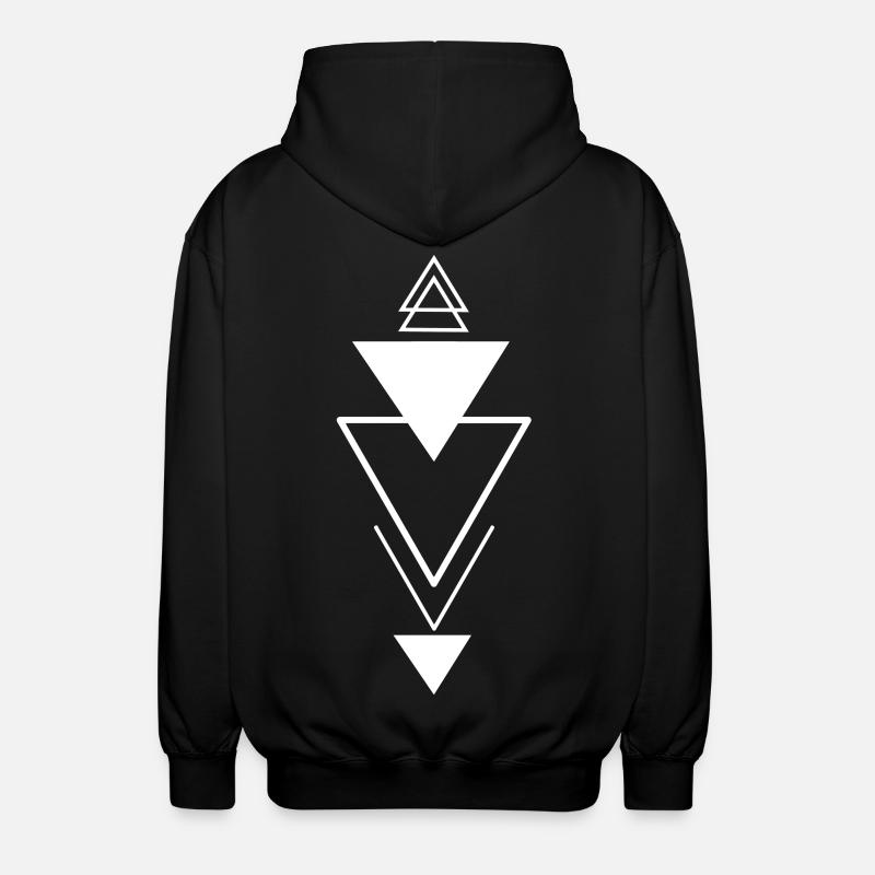 Triangular symbol (white) - Unisex Hooded Jacket - black