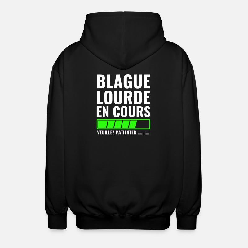 Schwerer Witz in Arbeit, bitte warten - Unisex Kapuzenjacke - Schwarz