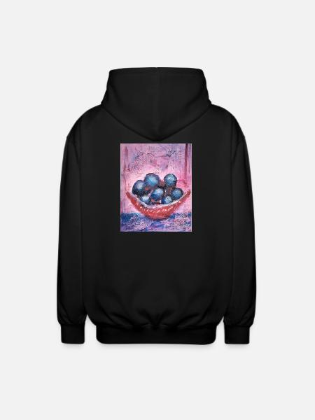 Blueberrys on pastel background - Unisex Hooded Jacket - black