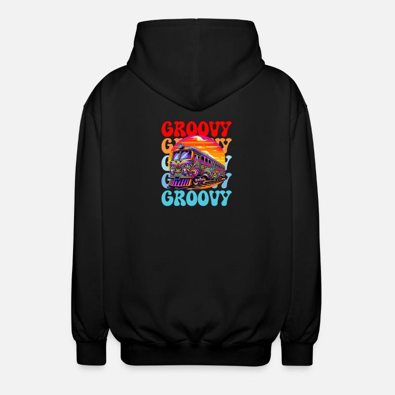Groovy Psychedelischer Bus - Unisex Kapuzenjacke - Schwarz