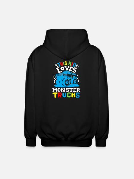 Monstertrucks für Kinder - Unisex Kapuzenjacke - Schwarz