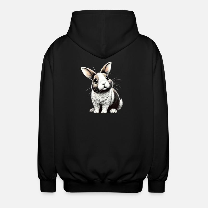Adorable illustration de lapin - Veste à capuche unisexe - noir