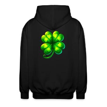 Four-leaf clover - Unisex Hooded Jacket - black - Back - AI Model Male 185 light (185cm)