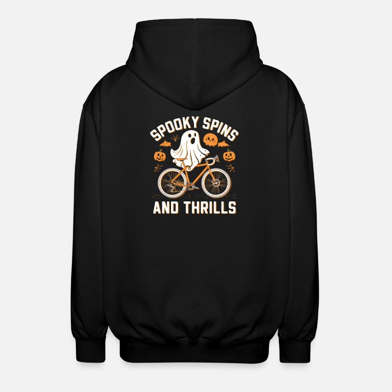 Spooky Spins Halloween Bicycle Tee - Unisex Hooded Jacket - black