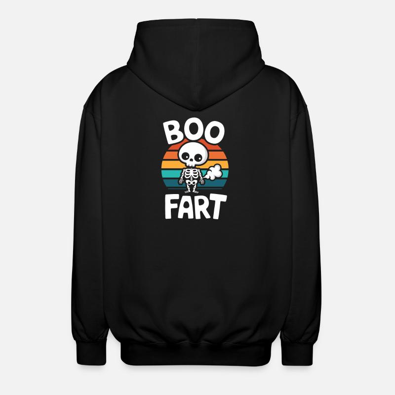 Farting Skeleton – Funny Halloween - Unisex Hooded Jacket - black
