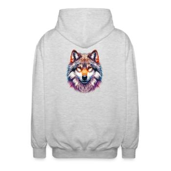 Wolf - Unisex Kapuzenjacke - Hellgrau meliert - Hinten - AI Model Male 185 light (185cm)