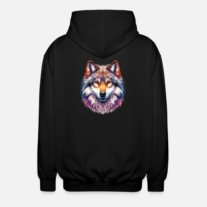 Wolf - Unisex Kapuzenjacke - Schwarz