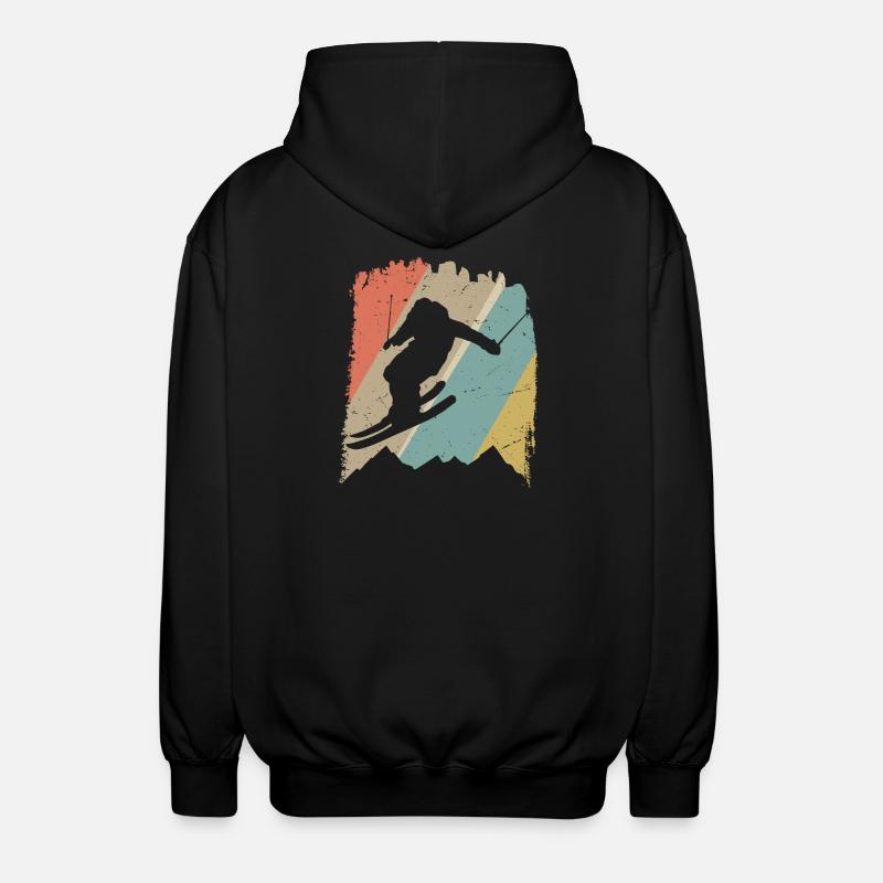 Retro Snowboard Silhouette auf Pastellstreifen - Unisex Kapuzenjacke - Schwarz