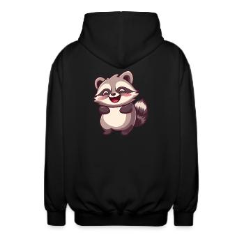 Niedlicher entzückender Waschbär - Charmantes Cartoon-Design - Unisex Kapuzenjacke - Schwarz - Hinten - AI Model Male 185 light (185cm)