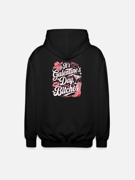 Galentine's Day Funny Party - Unisex Hooded Jacket - black