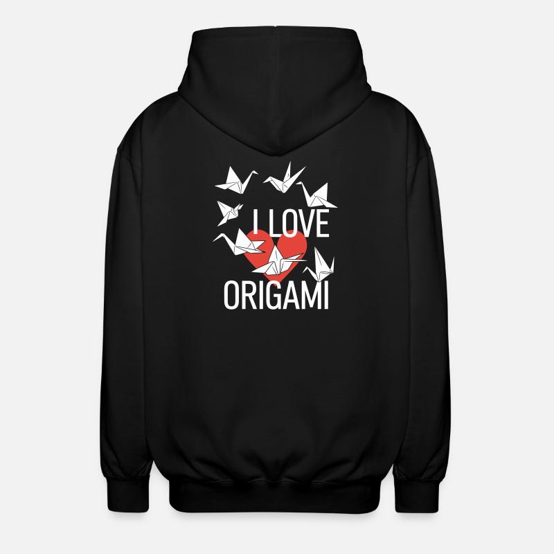 Origami Heart Love Tee - Unisex Hooded Jacket - black