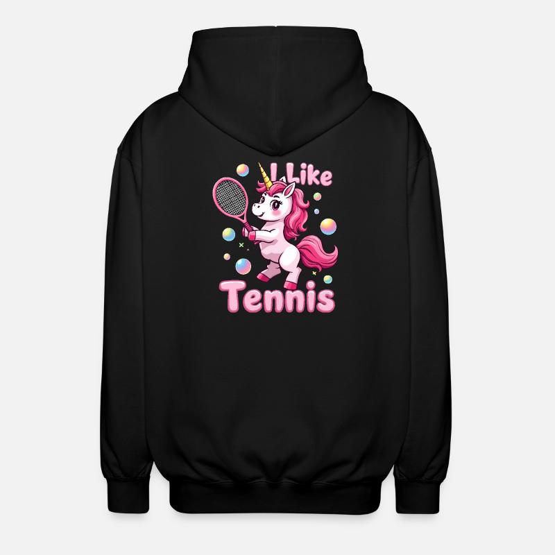 Einhorn Tennis Kinder Geschenk - Unisex Kapuzenjacke - Schwarz