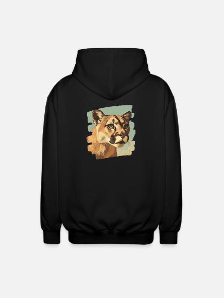 Lion from mountain Retro - Unisex Hooded Jacket - black