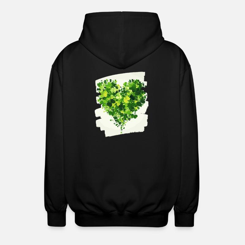 Saint-Patrick Shamrock Heart - Veste à capuche unisexe - noir