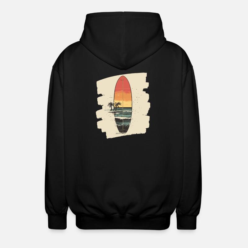 Surfbrett - Unisex Kapuzenjacke - Schwarz