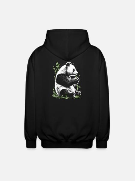 Panda mignon avec bambou vert - Veste à capuche unisexe - noir
