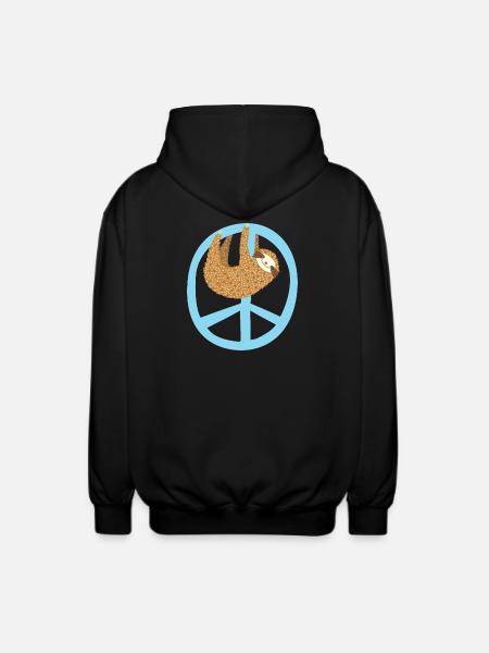Faultier Peacezeichen - Unisex Kapuzenjacke - Schwarz