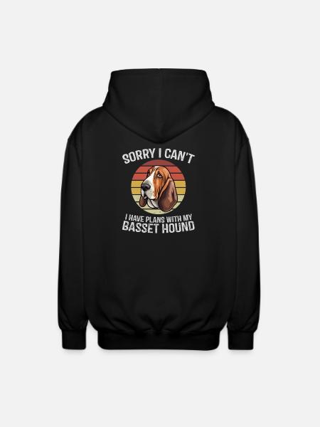 Basset Hound Apology Graphic Tee - Unisex Hooded Jacket - black