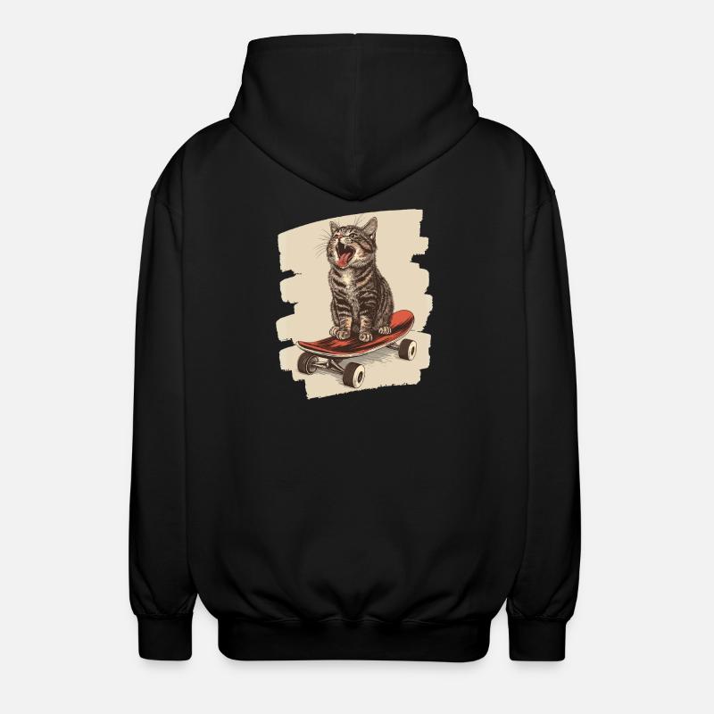 Chat de planche à roulettes - Veste à capuche unisexe - noir