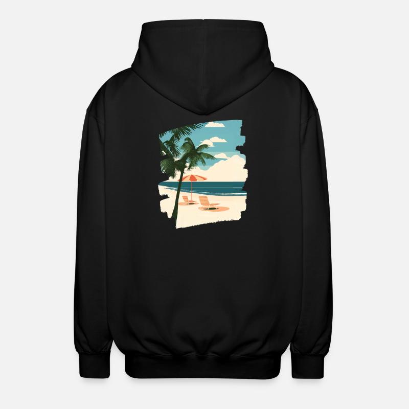 Beach Palm Trees Sun Summer - Unisex Hooded Jacket - black
