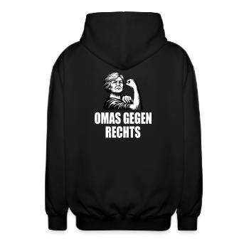 Omas gegen rechts - Unisex Kapuzenjacke - Schwarz - Hinten - AI Model Male 185 light (185cm)