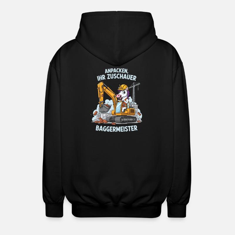 Einhorn Baggermeister - Unisex Kapuzenjacke - Schwarz