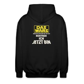 Rentner ich jetzt bin - Das Wars Ruhestand - Unisex Kapuzenjacke - Schwarz - Hinten - AI Model Male 185 light (185cm)