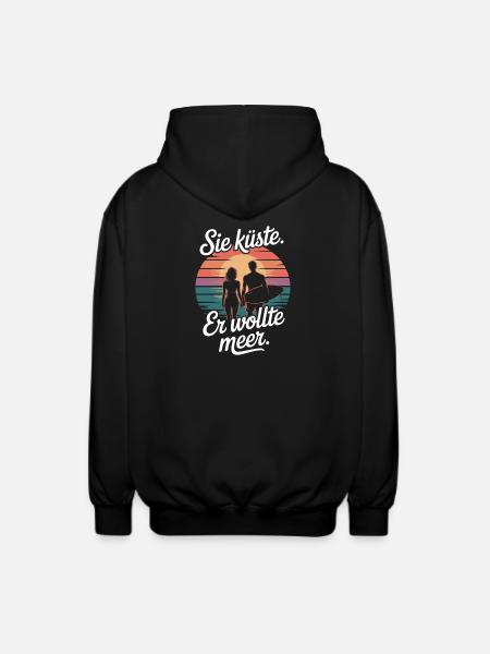 Du Kyst Han Ønskede Sea Beach Love Wave Surfer - Unisex hættejakke. - sort