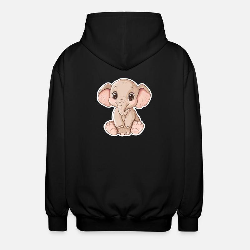 Elefant - Unisex Kapuzenjacke - Schwarz