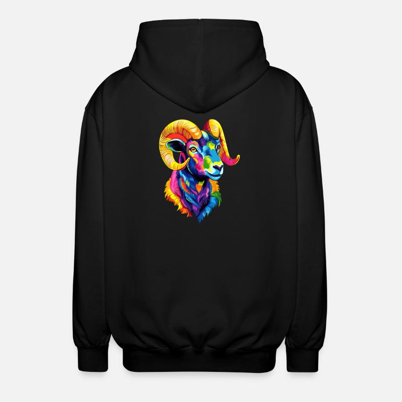 Ariete muflone Ariete Pecora Selvatica Pecora Maschio - Felpa unisex con cappuccio - nero