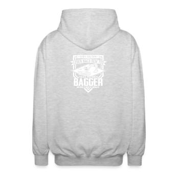 Baggerfahrer Sprüche Baugeräteführer Hochbau  - Unisex Kapuzenjacke - Hellgrau meliert - Hinten - AI Model Male 185 light (185cm)