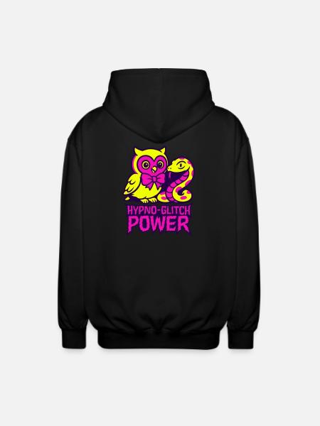 Hypno Glitch Owl and Snake - Unisex Hooded Jacket - black