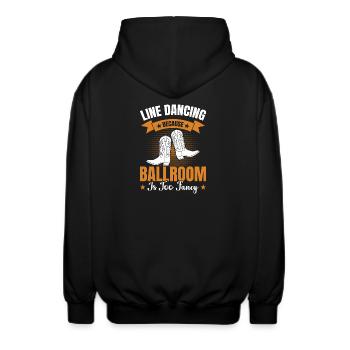 Line Dancing Ballroom Too Fancy - Unisex Kapuzenjacke - Schwarz - Hinten - AI Model Male 185 light (185cm)