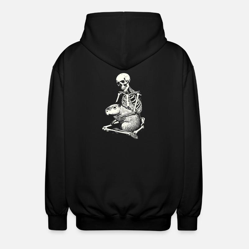 Skeleton hugging capybara - Unisex Hooded Jacket - black
