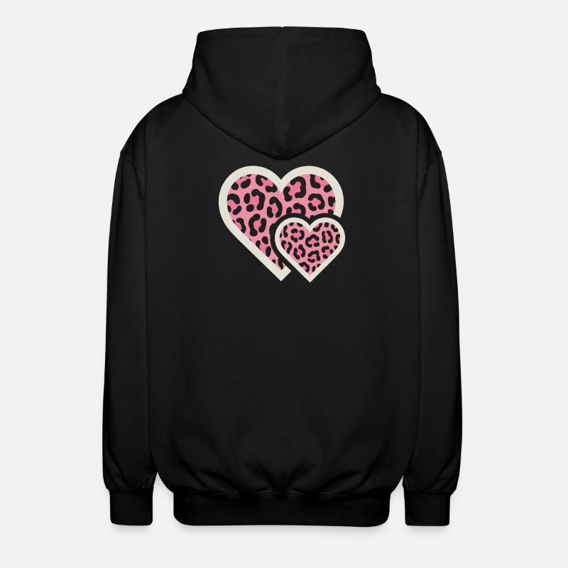 Leopard design with pink pattern - Unisex Hooded Jacket - black
