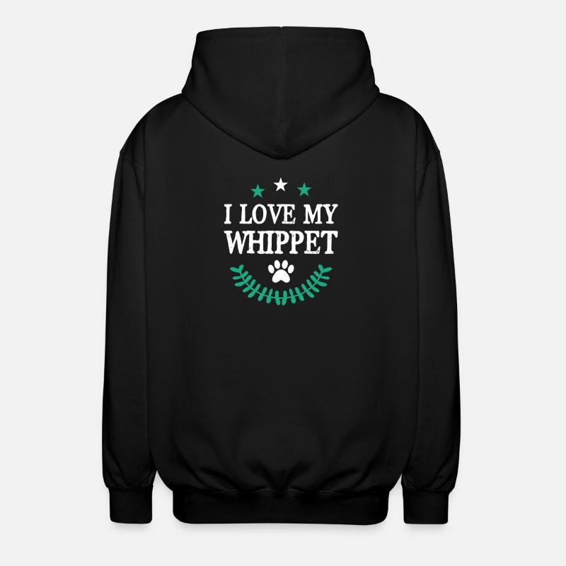 J’adore mon Whippet - Veste à capuche unisexe - noir