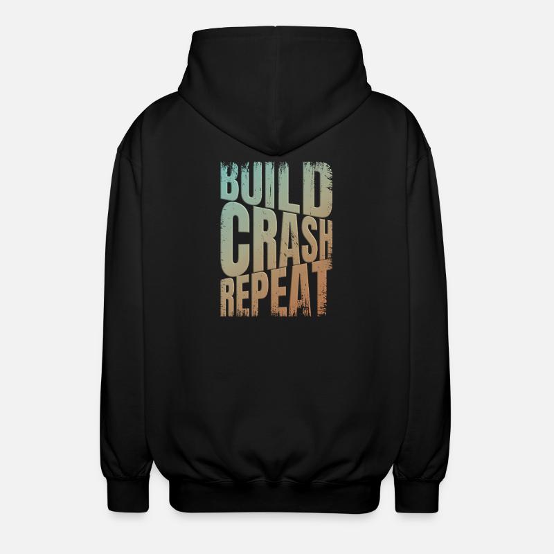 Drohne build crash repeat Spruch - Unisex Kapuzenjacke - Schwarz