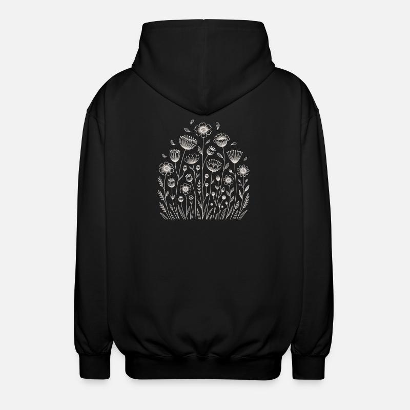 Playful floral pattern - Unisex Hooded Jacket - black