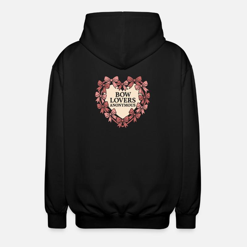 Coquette Aesthetic Bow Pattern Girly Pastel - Unisex Hooded Jacket - black