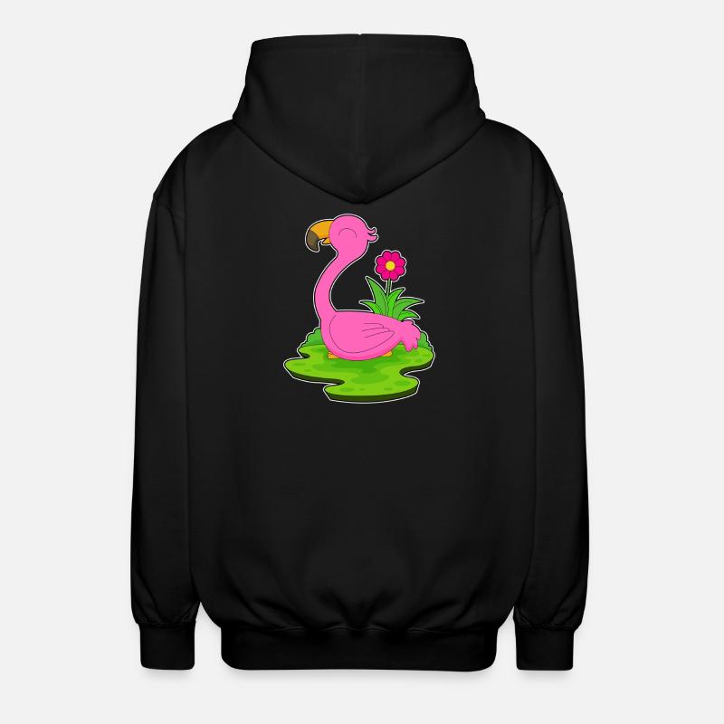 Flamingo Blume - Unisex Kapuzenjacke - Schwarz