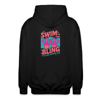 Synchronschwimmen Kunstschwimmen Wassersport - Unisex Kapuzenjacke - Schwarz - Hinten - AI Model Male 185 light (185cm)